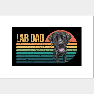 Lab Dad Funny Black Labrador Retriever Dog Lover Retro Sunset Posters and Art